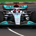 MELBOURNE, AUSTRALIA - APRIL 08: George Russell of Great Britain driving the (63) Mercedes AMG Petronas F1 Team W13 on track during practice ahead of the F1 Grand Prix of Australia at Melbourne Grand Prix Circuit on April 08, 2022 in Melbourne, Australia. (Photo by Bryn Lennon - Formula 1/Formula 1 via Getty Images)