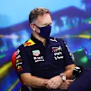 MELBOURNE, AUSTRALIA - APRIL 09: Red Bull Racing Team Principal Christian Horner talks in the Team Principals Press Conference prior to final practice ahead of the F1 Grand Prix of Australia at Melbourne Grand Prix Circuit on April 09, 2022 in Melbourne, Australia. (Photo by Dan Istitene - Formula 1/Formula 1 via Getty Images)
