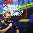 MELBOURNE, AUSTRALIA - APRIL 09: McLaren Team Principal Andreas Seidl talks in the Team Principals Press Conference prior to final practice ahead of the F1 Grand Prix of Australia at Melbourne Grand Prix Circuit on April 09, 2022 in Melbourne, Australia. (Photo by Dan Istitene - Formula 1/Formula 1 via Getty Images)
