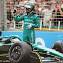 MELBOURNE, AUSTRALIA - APRIL 09: Lance Stroll of Canada and Aston Martin F1 Team gestures after crashing during qualifying ahead of the F1 Grand Prix of Australia at Melbourne Grand Prix Circuit on April 09, 2022 in Melbourne, Australia. (Photo by Robert Cianflone/Getty Images)