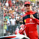 MELBOURNE, AUSTRALIA - APRIL 09: Pole position qualifier Charles Leclerc of Monaco and Ferrari celebrates in parc ferme during qualifying ahead of the F1 Grand Prix of Australia at Melbourne Grand Prix Circuit on April 09, 2022 in Melbourne, Australia. (Photo by Mark Thompson/Getty Images)