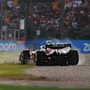 MELBOURNE, AUSTRALIA - APRIL 10: Carlos Sainz of Spain driving (55) the Ferrari F1-75 spins out of the race during the F1 Grand Prix of Australia at Melbourne Grand Prix Circuit on April 10, 2022 in Melbourne, Australia. (Photo by Robert Cianflone/Getty Images)