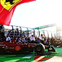 MELBOURNE, AUSTRALIA - APRIL 10: Race winner Charles Leclerc of Monaco driving (16) the Ferrari F1-75 stops in parc ferme during the F1 Grand Prix of Australia at Melbourne Grand Prix Circuit on April 10, 2022 in Melbourne, Australia. (Photo by Dan Istitene - Formula 1/Formula 1 via Getty Images)