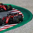 SPIELBERG, AUSTRIA - JULY 09: Charles Leclerc of Monaco driving the (16) Ferrari F1-75 leads Carlos Sainz of Spain driving (55) the Ferrari F1-75 during the F1 Grand Prix of Austria Sprint at Red Bull Ring on July 09, 2022 in Spielberg, Austria. (Photo by Joe Portlock - Formula 1/Formula 1 via Getty Images)