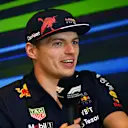 BAKU, AZERBAIJAN - JUNE 10: Max Verstappen of the Netherlands and Oracle Red Bull Racing talks in the Drivers Press Conference prior to practice ahead of the F1 Grand Prix of Azerbaijan at Baku City Circuit on June 10, 2022 in Baku, Azerbaijan. (Photo by Dan Mullan/Getty Images)