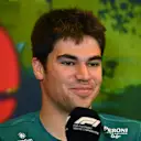 BAKU, AZERBAIJAN - JUNE 10: Lance Stroll of Canada driving the (18) Aston Martin AMR22 Mercedes talks in the Drivers Press Conference prior to practice ahead of the F1 Grand Prix of Azerbaijan at Baku City Circuit on June 10, 2022 in Baku, Azerbaijan. (Photo by Dan Mullan/Getty Images)