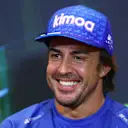 BAKU, AZERBAIJAN - JUNE 10: Fernando Alonso of Spain and Alpine F1 laughs in the Drivers Press Conference prior to practice ahead of the F1 Grand Prix of Azerbaijan at Baku City Circuit on June 10, 2022 in Baku, Azerbaijan. (Photo by Clive Rose/Getty Images)