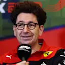 BAKU, AZERBAIJAN - JUNE 11: Scuderia Ferrari Team Principal Mattia Binotto talks in the Team Principals Press Conference prior to final practice ahead of the F1 Grand Prix of Azerbaijan at Baku City Circuit on June 11, 2022 in Baku, Azerbaijan. (Photo by Clive Rose/Getty Images)