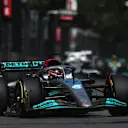 BAKU, AZERBAIJAN - JUNE 12: George Russell of Great Britain driving the (63) Mercedes AMG Petronas F1 Team W13 on track during the F1 Grand Prix of Azerbaijan at Baku City Circuit on June 12, 2022 in Baku, Azerbaijan. (Photo by Bryn Lennon - Formula 1/Formula 1 via Getty Images)