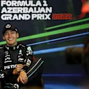 BAKU, AZERBAIJAN - JUNE 12: Third placed George Russell of Great Britain and Mercedes attends the press conference after the F1 Grand Prix of Azerbaijan at Baku City Circuit on June 12, 2022 in Baku, Azerbaijan. (Photo by Bryn Lennon/Getty Images)