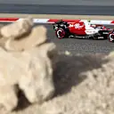 BAHRAIN, BAHRAIN - MARCH 18: Zhou Guanyu of China driving the (24) Alfa Romeo F1 C42 Ferrari on track during practice ahead of the F1 Grand Prix of Bahrain at Bahrain International Circuit on March 18, 2022 in Bahrain, Bahrain. (Photo by Clive Rose - Formula 1/Formula 1 via Getty Images)