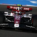 BAHRAIN, BAHRAIN - MARCH 18: Zhou Guanyu of China driving the (24) Alfa Romeo F1 C42 Ferrari on track during practice ahead of the F1 Grand Prix of Bahrain at Bahrain International Circuit on March 18, 2022 in Bahrain, Bahrain. (Photo by Clive Mason/Getty Images)