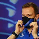 BAHRAIN, BAHRAIN - MARCH 19: Laurent Rossi, CEO of Alpine F1 talks in the Team Principals Press Conference before final practice ahead of the F1 Grand Prix of Bahrain at Bahrain International Circuit on March 19, 2022 in Bahrain, Bahrain. (Photo by Clive Mason/Getty Images)