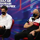 BAHRAIN, BAHRAIN - MARCH 19: Alfa Romeo Racing Team Principal Frederic Vasseur talks in the Team Principals Press Conference before final practice ahead of the F1 Grand Prix of Bahrain at Bahrain International Circuit on March 19, 2022 in Bahrain, Bahrain. (Photo by Clive Mason/Getty Images)
