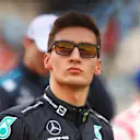 BAHRAIN, BAHRAIN - MARCH 20: George Russell of Great Britain and Mercedes looks on prior to the F1 Grand Prix of Bahrain at Bahrain International Circuit on March 20, 2022 in Bahrain, Bahrain. (Photo by Dan Istitene - Formula 1/Formula 1 via Getty Images)