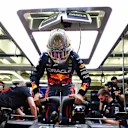 BAHRAIN, BAHRAIN - MARCH 11: Max Verstappen of the Netherlands and Oracle Red Bull Racing prepares to drive in the garage during Day Two of F1 Testing at Bahrain International Circuit on March 11, 2022 in Bahrain, Bahrain. (Photo by Mark Thompson/Getty Images)
