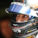 BAHRAIN, BAHRAIN - MARCH 12: George Russell of Great Britain and Mercedes prepares to drive in the garage during Day Three of F1 Testing at Bahrain International Circuit on March 12, 2022 in Bahrain, Bahrain. (Photo by Lars Baron/Getty Images)