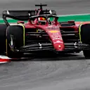 BARCELONA, SPAIN - FEBRUARY 25: Charles Leclerc of Monaco driving (16) the Ferrari F1-75 during Day Three of F1 Testing at Circuit de Barcelona-Catalunya on February 25, 2022 in Barcelona, Spain. (Photo by Rudy Carezzevoli/Getty Images)