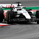 BARCELONA, SPAIN - FEBRUARY 25: Nikita Mazepin of Russia driving the (9) Haas F1 VF-22 Ferrari during Day Three of F1 Testing at Circuit de Barcelona-Catalunya on February 25, 2022 in Barcelona, Spain. (Photo by Rudy Carezzevoli/Getty Images)