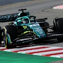 BARCELONA, SPAIN - FEBRUARY 24: Lance Stroll of Canada driving the (18) Aston Martin AMR22 Mercedes during Day Two of F1 Testing at Circuit de Barcelona-Catalunya on February 24, 2022 in Barcelona, Spain. (Photo by Mark Thompson/Getty Images)