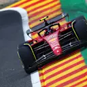 SPA, BELGIUM - AUGUST 26: Carlos Sainz of Spain driving (55) the Ferrari F1-75 on track during practice ahead of the F1 Grand Prix of Belgium at Circuit de Spa-Francorchamps on August 26, 2022 in Spa, Belgium. (Photo by Dan Istitene - Formula 1/Formula 1 via Getty Images)