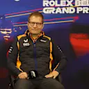 SPA, BELGIUM - AUGUST 27: McLaren Team Principal Andreas Seidl attends the Team Principals Press Conference prior to final practice ahead of the F1 Grand Prix of Belgium at Circuit de Spa-Francorchamps on August 27, 2022 in Spa, Belgium. (Photo by Lars Baron/Getty Images)