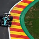 SPA, BELGIUM - AUGUST 27: Sebastian Vettel of Germany driving the (5) Aston Martin AMR22 Mercedes on track during final practice ahead of the F1 Grand Prix of Belgium at Circuit de Spa-Francorchamps on August 27, 2022 in Spa, Belgium. (Photo by Mark Thompson/Getty Images)