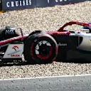 SPA, BELGIUM - AUGUST 28: Valtteri Bottas of Finland driving the (77) Alfa Romeo F1 C42 Ferrari stops on track and retires from the race during the F1 Grand Prix of Belgium at Circuit de Spa-Francorchamps on August 28, 2022 in Spa, Belgium. (Photo by Joe Portlock - Formula 1/Formula 1 via Getty Images)