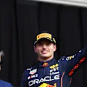 SPA, BELGIUM - AUGUST 28:  Race winner Max Verstappen of the Netherlands and Oracle Red Bull Racing celebrates on the podium during the F1 Grand Prix of Belgium at Circuit de Spa-Francorchamps on August 28, 2022 in Spa, Belgium. (Photo by Mark Thompson/Getty Images)