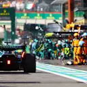 SPA, BELGIUM - AUGUST 28: Lance Stroll of Canada driving the (18) Aston Martin AMR22 Mercedes makes a  during the F1 Grand Prix of Belgium at Circuit de Spa-Francorchamps on August 28, 2022 in Spa, Belgium. (Photo by Mark Thompson/Getty Images)