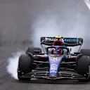 SAO PAULO, BRAZIL - NOVEMBER 11: Nicholas Latifi of Canada driving the (6) Williams FW44 Mercedes locks a wheel under braking during qualifying ahead of the F1 Grand Prix of Brazil at Autodromo Jose Carlos Pace on November 11, 2022 in Sao Paulo, Brazil. (Photo by Bryn Lennon - Formula 1/Formula 1 via Getty Images)