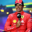 SAO PAULO, BRAZIL - NOVEMBER 12: Second placed Carlos Sainz of Spain and Ferrari talks in a press conference after the Sprint ahead of the F1 Grand Prix of Brazil at Autodromo Jose Carlos Pace on November 12, 2022 in Sao Paulo, Brazil. (Photo by Dan Istitene/Getty Images)