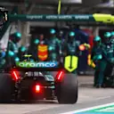 SAO PAULO, BRAZIL - NOVEMBER 13: Sebastian Vettel of Germany driving the (5) Aston Martin AMR22 Mercedes makes a pitstop during the F1 Grand Prix of Brazil at Autodromo Jose Carlos Pace on November 13, 2022 in Sao Paulo, Brazil. (Photo by Mark Thompson/Getty Images)