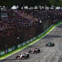 SAO PAULO, BRAZIL - NOVEMBER 13: Mick Schumacher of Germany driving the (47) Haas F1 VF-22 Ferrari leads a line of cars during the F1 Grand Prix of Brazil at Autodromo Jose Carlos Pace on November 13, 2022 in Sao Paulo, Brazil. (Photo by Dan Istitene - Formula 1/Formula 1 via Getty Images)