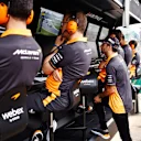 SAO PAULO, BRAZIL - NOVEMBER 13: Daniel Ricciardo of Australia and McLaren looks on from the pitwall during the F1 Grand Prix of Brazil at Autodromo Jose Carlos Pace on November 13, 2022 in Sao Paulo, Brazil. (Photo by Chris Graythen/Getty Images)