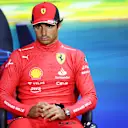 SAO PAULO, BRAZIL - NOVEMBER 13: Third placed Carlos Sainz of Spain and Ferrari attend the press conference after the F1 Grand Prix of Brazil at Autodromo Jose Carlos Pace on November 13, 2022 in Sao Paulo, Brazil. (Photo by Dan Istitene/Getty Images)
