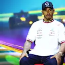 SAO PAULO, BRAZIL - NOVEMBER 13: Second placed Lewis Hamilton of Great Britain and Mercedes attends the press conference after the F1 Grand Prix of Brazil at Autodromo Jose Carlos Pace on November 13, 2022 in Sao Paulo, Brazil. (Photo by Dan Istitene/Getty Images)