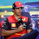 SAO PAULO, BRAZIL - NOVEMBER 10: Carlos Sainz of Spain and Ferrari attends the Drivers Press Conference during previews ahead of the F1 Grand Prix of Brazil at Autodromo Jose Carlos Pace on November 10, 2022 in Sao Paulo, Brazil. (Photo by Jared C. Tilton/Getty Images)