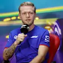 SAO PAULO, BRAZIL - NOVEMBER 10: Kevin Magnussen of Denmark and Haas F1 attends the Drivers Press Conference during previews ahead of the F1 Grand Prix of Brazil at Autodromo Jose Carlos Pace on November 10, 2022 in Sao Paulo, Brazil. (Photo by Jared C. Tilton/Getty Images)