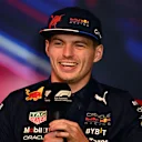 MONTREAL, QUEBEC - JUNE 17: Max Verstappen of the Netherlands and Oracle Red Bull Racing talks in the Drivers Press Conference prior to practice ahead of the F1 Grand Prix of Canada at Circuit Gilles Villeneuve on June 17, 2022 in Montreal, Quebec. (Photo by Clive Mason/Getty Images)
