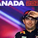 MONTREAL, QUEBEC - JUNE 17: Sergio Perez of Mexico and Oracle Red Bull Racing looks on in the Drivers Press Conference prior to practice ahead of the F1 Grand Prix of Canada at Circuit Gilles Villeneuve on June 17, 2022 in Montreal, Quebec. (Photo by Dan Istitene/Getty Images)