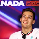 MONTREAL, QUEBEC - JUNE 17: George Russell of Great Britain and Mercedes looks on in the Drivers Press Conference prior to practice ahead of the F1 Grand Prix of Canada at Circuit Gilles Villeneuve on June 17, 2022 in Montreal, Quebec. (Photo by Dan Istitene/Getty Images)
