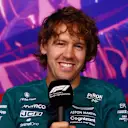 MONTREAL, QUEBEC - JUNE 17: Sebastian Vettel of Germany and Aston Martin F1 Team talks in the Drivers Press Conference prior to practice ahead of the F1 Grand Prix of Canada at Circuit Gilles Villeneuve on June 17, 2022 in Montreal, Quebec. (Photo by Dan Istitene/Getty Images)