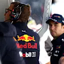 MONTREAL, QUEBEC - JUNE 19: Sergio Perez of Mexico and Oracle Red Bull Racing looks on from the pitwall after retiring from the race during the F1 Grand Prix of Canada at Circuit Gilles Villeneuve on June 19, 2022 in Montreal, Quebec. (Photo by Dan Istitene - Formula 1/Formula 1 via Getty Images)