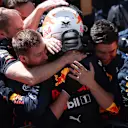 MONTREAL, QUEBEC - JUNE 19: Race winner Max Verstappen of the Netherlands and Oracle Red Bull Racing celebrates in parc ferme during the F1 Grand Prix of Canada at Circuit Gilles Villeneuve on June 19, 2022 in Montreal, Quebec. (Photo by Dan Istitene - Formula 1/Formula 1 via Getty Images)