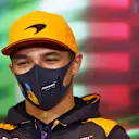 IMOLA, ITALY - APRIL 22: Lando Norris of Great Britain and McLaren talks in the Drivers Press Conference prior to practice ahead of the F1 Grand Prix of Emilia Romagna at Autodromo Enzo e Dino Ferrari on April 22, 2022 in Imola, Italy. (Photo by Lars Baron/Getty Images)