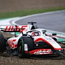 IMOLA, ITALY - APRIL 22: Kevin Magnussen of Denmark driving the (20) Haas F1 VF-22 Ferrari runs wide during practice ahead of the F1 Grand Prix of Emilia Romagna at Autodromo Enzo e Dino Ferrari on April 22, 2022 in Imola, Italy. (Photo by Joe Portlock - Formula 1/Formula 1 via Getty Images)
