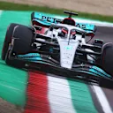 IMOLA, ITALY - APRIL 22: George Russell of Great Britain driving the (63) Mercedes AMG Petronas F1 Team W13 on track during qualifying ahead of the F1 Grand Prix of Emilia Romagna at Autodromo Enzo e Dino Ferrari on April 22, 2022 in Imola, Italy. (Photo by Dan Istitene - Formula 1/Formula 1 via Getty Images)