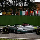 IMOLA, ITALY - APRIL 23: Lewis Hamilton of Great Britain driving the (44) Mercedes AMG Petronas F1 Team W13 on track during practice ahead of the F1 Grand Prix of Emilia Romagna at Autodromo Enzo e Dino Ferrari on April 23, 2022 in Imola, Italy. (Photo by Clive Mason/Getty Images)