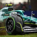 IMOLA, ITALY - APRIL 24: Sebastian Vettel of Germany driving the (5) Aston Martin AMR22 Mercedes runs wide during the F1 Grand Prix of Emilia Romagna at Autodromo Enzo e Dino Ferrari on April 24, 2022 in Imola, Italy. (Photo by Clive Mason/Getty Images)